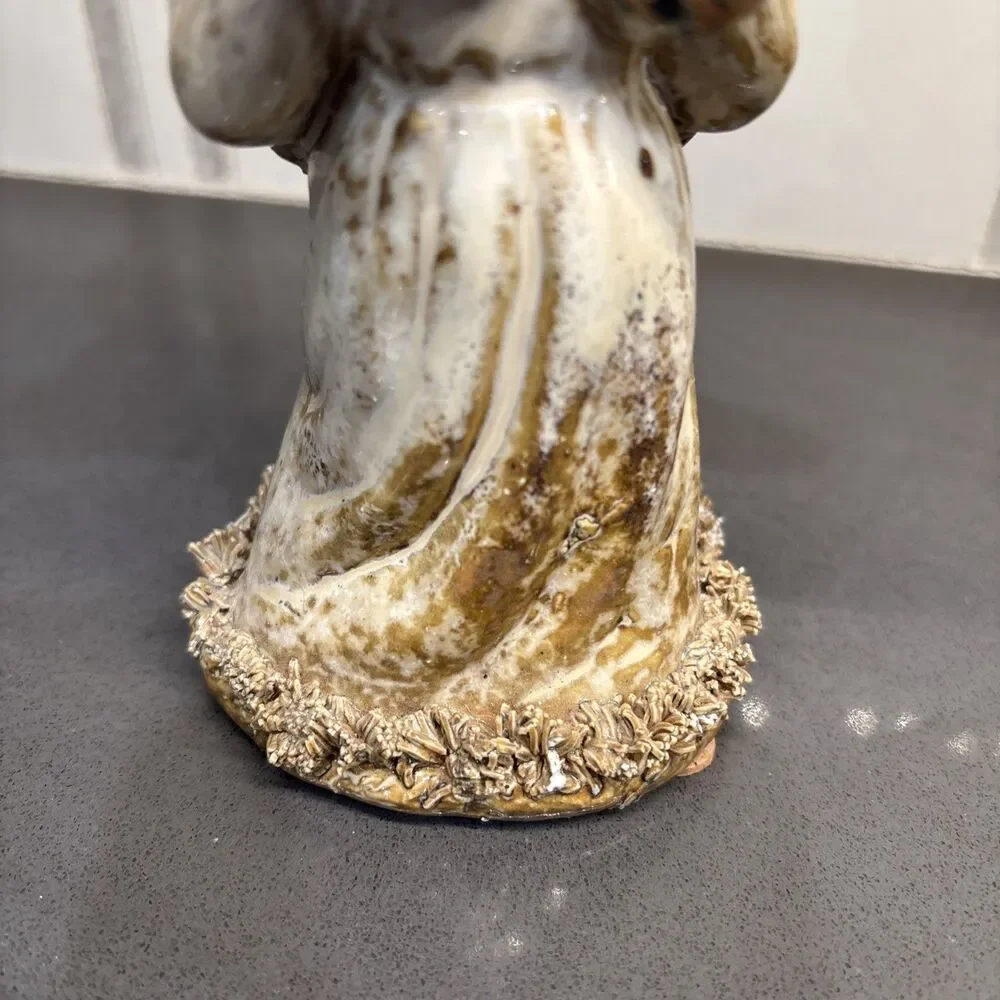 Vintage Cherub Angel Playing Mandolin Lute Resin 6” Spaghetti Trim Holy EUC